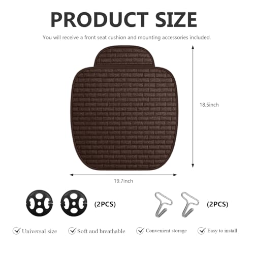 Front Car Seat Cover, Anti-Slip Driver Seat Cushion Protector with Storage Pocket, Cooling Breathable Linen Bottom Pad for Most Vehicle Front Seats, Car Accessories (Front Coffee) - color: Front Coffee