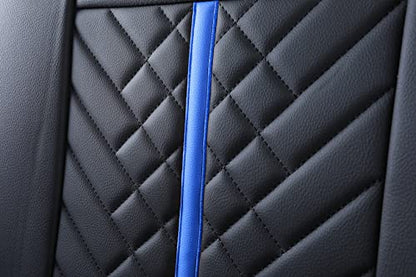 Tacoma Rear Seat Covers 2005-2024 2025 2026 TRD Sport Offroad Limited SR5 V6 Crew Double Extended Cab Truck Back Car Cushions with Waterproof Faux Leather (Rear Seat/Black-Blue) - color: Rear Seat/Black-Blue