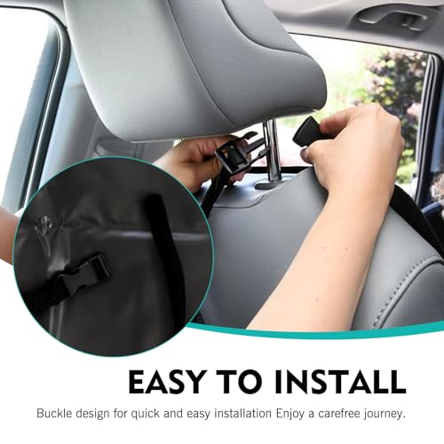 Back Seat Car Organizer, Waterproof Car Seat Cover, Kick Mats Back Seat Protector with 2 Storage Pockets, Universal Travel Accessories for SUVs, Minivans, Trucks (Black)