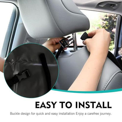 Back Seat Car Organizer, Waterproof Car Seat Cover, Kick Mats Back Seat Protector with 2 Storage Pockets, Universal Travel Accessories for SUVs, Minivans, Trucks (Black)