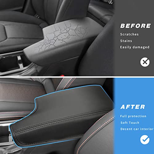 INTGET Car Center Console Armrest Cover for 2021 2022 2023 Subaru Crosstrek 2018 2019 2020/Impreza Accessories 2017-2023 Leather Arm Rest Box Lid Middle Console Cover Seat Protector (Black Stitches) - color: Black with black stitches