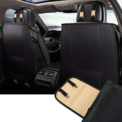Universal PU Leather Car Seat Cover Full Set w/Pillows 5-Seats SUV Seat Cover Front Rear (Black/Red Mesh) - color: Black/ Red Mesh