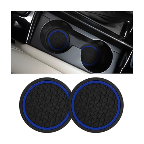 Mandark 2PCS Car Cup Holder Coasters, 2.75 Inch Non-Slip Insert Water Bottle Holder Pads, Dustproof Automotive Interior Accessories Mat, Universal for Vehicles, Trucks, RVs and More(Black/Blue) - color: Black/Blue, size: 2PCS