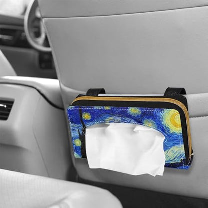 Sturdy PU Leather Visor Tissue Holder Car Sun Visor Tissue Box Holder Leather Napkin Holder Starry Night - color: Starry Night