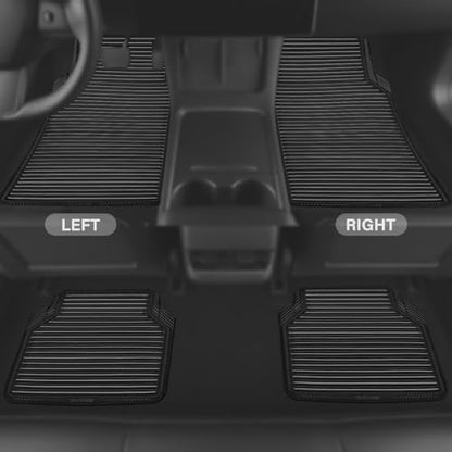 CAR PASS Rubber Floor Mats, All Weather Full Set 4-Piece, Waterproof Automotive Mats Trim to Fit Most Cars Sedans SUVs Vans, Heavy Duty Anti-Slip Easy Clean, All Black - color: Black