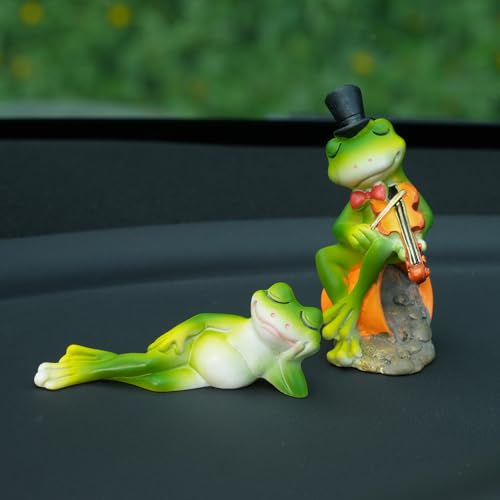 Rislobx Frog Car Dashboard Decorations, Rear View Mirror Ornament Car Interior Accessories for Women (Musician Frog) - color: Musician Frog