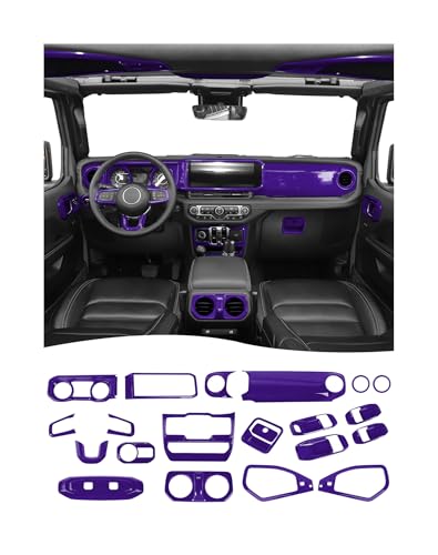 Hoolcar 21Pcs Full Set Interior Decoration Trim Kit for Jeep Wrangler JL JLU Gladiator JT 2024+ Central Control Panel Reading Light Air Conditioning Vent Cover Trim, Purple