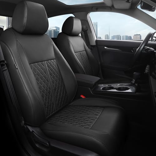 for Honda Civic Leather Seat Covers, Hatchback Sport LX 2022-2026, Custom Fit Car Seat Cover Full Set, Waterproof Accessories, Black (60/40 Split Benches-W/O Rear Armrest) - color: Black, size: Hatchback 2022-2026 (60/40 Split - W/O Armrest)