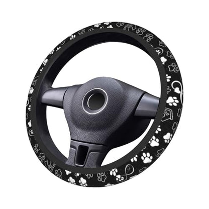 Paw Print Steering Wheel Cover - Black White Starry Sky Dog Paw Steering Wheel Cover Universal 15 Inch Truck Non-Slip Breathable Neoprene Car Accessory for Women Men Steering Wheel Protector - color: Starry Sky Dog paw