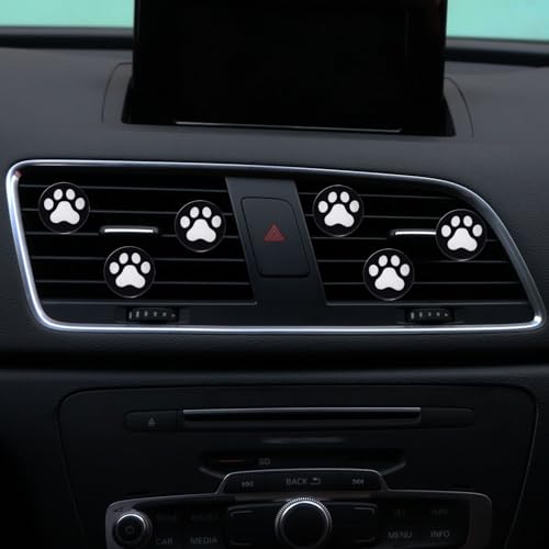 6 Pcs Black and White Dog Paws Air Vent Clips,Cute Dog paws Car Air Fresheners Vents Clips Diamond Vent Clip Car Interior Decor Charm Accessories Decoration for Women,Automotive Air Fresheners
