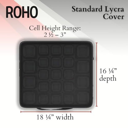 Roho Mosaic Seat Cushion 18” x 16” Inflatable Air Cell Design, Adjustable Firmness, Non-Skid Cover, Lightweight Portable Cushion for Wheelchair, Office Chair, Car & Home - size: 18" x 16"