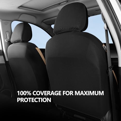 HChengkikz Car Seat Covers Full Set, Waterproof Neoprene Car Seat Covers, Airbag Compatible, Universal Automotive Seat Covers for Most Sedans, SUVs, Trucks (Black + Beige) - color: Black Beige, size: Full Set