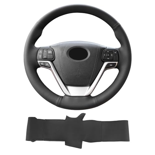 Hand-Stitch Steering Wheel Cover on Wrap with Microfiber Leather Fit for Toyota Aurion 2012/Avalon 2013 2016/Venza 2013/Camry 2015/Highlander 2014 2017/Avensis 2016/Sienna 2018