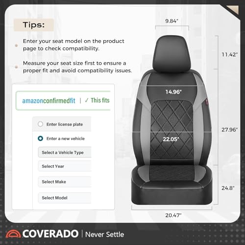 Coverado Car Seat Covers, Front Seat Covers, 2 Front Automotive Seat Cover, Mesh Breathable Seat Protectors, Universal Fit for Most Cars - color: Black_Gray, size: Front
