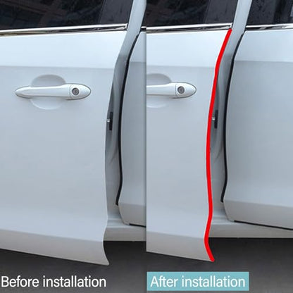16.5 Ft(5m) Universal Car Door Edge Guards - Red Rubber U-Shaped Trim Protector, No Glue Required