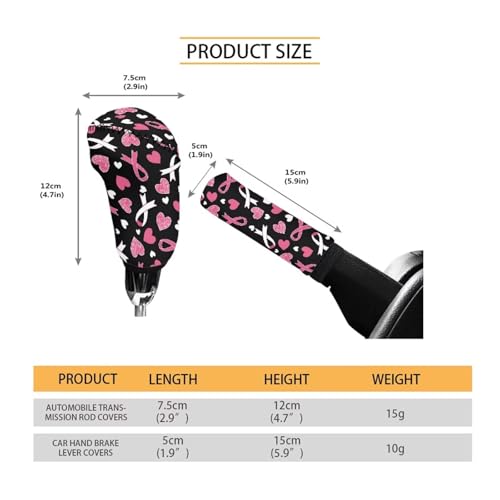 Bulopur Car Shifter Gear Hand Brake Trim Cover Set for Most Cars Van SUV Sedan Truck Auto Accessories - color: Bowknot Breast Cancer Awareness