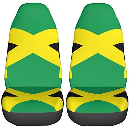 Dujiea Jamaica Flag Car Front Seat Covers 2 Pcs Universal Auto Seat Covers Front Seats Only, Vehicle Bucket Seat Protectors Fit for Most Car SUV Sedan and Truck - color: Jamaica Flag