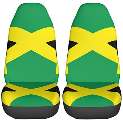 Dujiea Jamaica Flag Car Front Seat Covers 2 Pcs Universal Auto Seat Covers Front Seats Only, Vehicle Bucket Seat Protectors Fit for Most Car SUV Sedan and Truck - color: Jamaica Flag