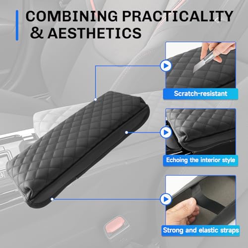 SXCY for 2025 2026 Toyota Prius Armrest Cover Pad for 2023-2026 Toyota Prius Accessories 2023 2024 2025 2026 Prius Center Console Cover w/Soft Cotton Cushion (Added-Pad w/Side Pockets) - color: 2023-2026 Prius Add Pad