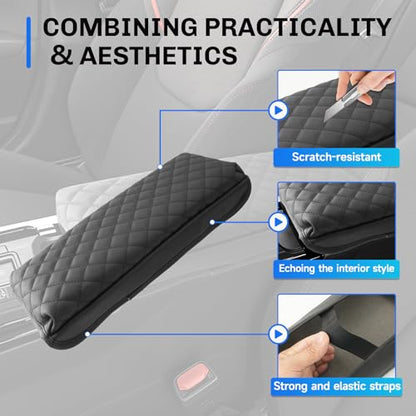SXCY for 2025 2026 Toyota Prius Armrest Cover Pad for 2023-2026 Toyota Prius Accessories 2023 2024 2025 2026 Prius Center Console Cover w/Soft Cotton Cushion (Added-Pad w/Side Pockets) - color: 2023-2026 Prius Add Pad