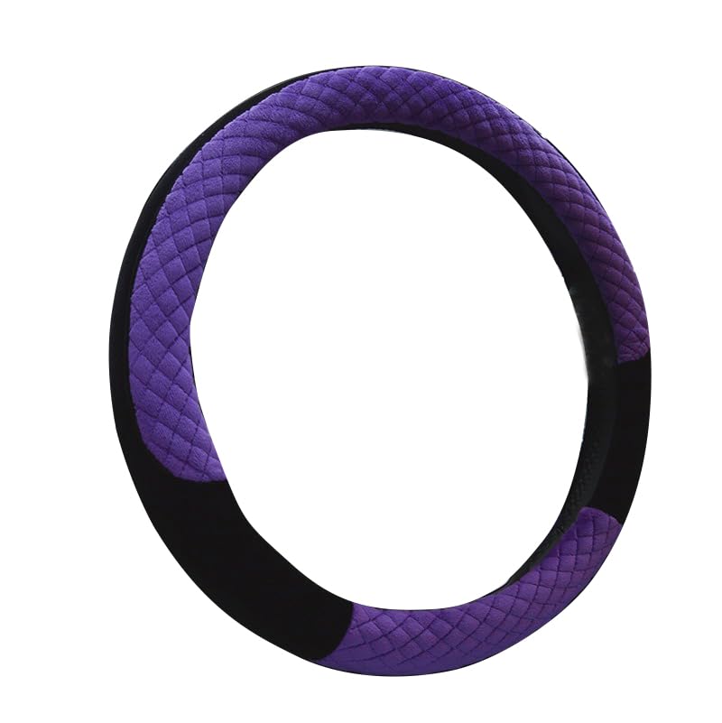 Winter 38cm Premium Soft Short Fur Car Steering Wheel Cover High-Density Warm Plush Steering Wheel Protector Cover Purple - color: Purple