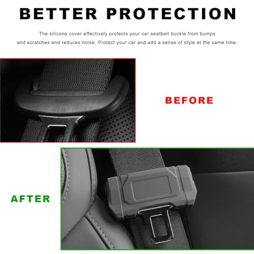 2 PCS Car Seat Belt Buckle Covers, Anti-Scratch Silicone Auto Seatbelt Clips Protector, Universal Seat Belt Buckle Protective Sleeve for SUVs Vans Trucks, Car Accessories (Gray) - color: Gray