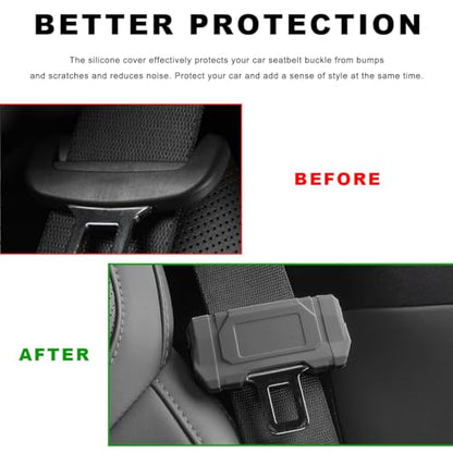 2 PCS Car Seat Belt Buckle Covers, Anti-Scratch Silicone Auto Seatbelt Clips Protector, Universal Seat Belt Buckle Protective Sleeve for SUVs Vans Trucks, Car Accessories (Gray) - color: Gray