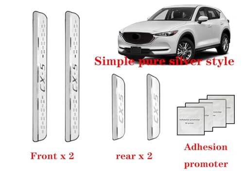 Steel Chrome Door Sill Protector for Mazda CX-5 2026 2025, Honeycomb-Pattern Accessories Plates Cover Auto Interior Accessory Kick Panels Trim Guard