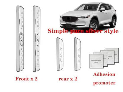 Steel Chrome Door Sill Protector for Mazda CX-5 2026 2025, Honeycomb-Pattern Accessories Plates Cover Auto Interior Accessory Kick Panels Trim Guard