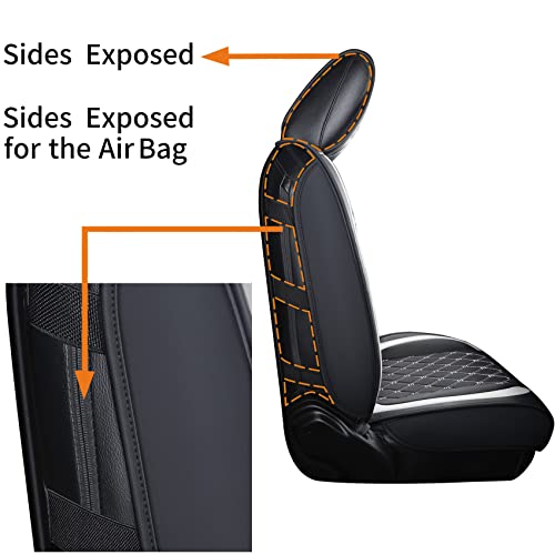 Jeep Wrangler JK JL 4-Door Seat Covers Full Set Custom Fit 2007-2026 Unlimited X Rubicon 392 Sahara Willys Sport High Altitude 4X4 Truck Pickup Waterproof Faux Leather (Full Set/Black-W) - color: Full Set/BLACK-White