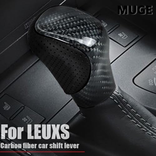 Gear Shift Knob Real Carbon Fiber Black Perforated Leather Shifter for Lexus ES GS GX is NX RC RX 200t 300 350 450h 450hL 350L - color: Black