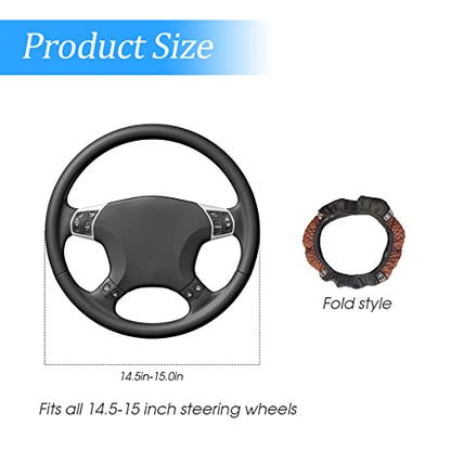 Bling Steering Wheel Cover, Universal 15 Inch Soft PU Leather with Colorful Rhinestones, Crystal Diamond Elastic Steering Wheel Protector, Sparkly Auto Accessories for Women Girl (Brown)