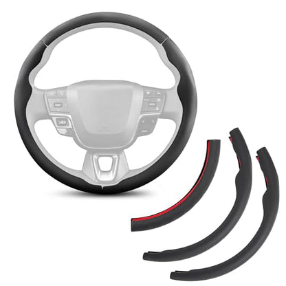 3 Piece Leather Steering Wheel Cover, 14.5 Inch 3 Pc Auto Car Steering Wheel Cover Universal Fit for Cars, SUVs (Black) - color: B-Black