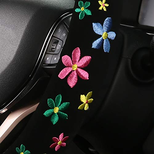 Embroidery Cute Steering Wheel Covers,DeepFloral Stitched,Hand-Grip,Universal Fit Most Cars SUV,Colorful (FXP-HUA02)