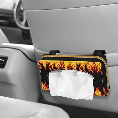 Flame Leather Tissue Holder Car Mask Holder Car Sun Visor Napkin Holder Luxury PU Leather Easy to Install Clean - color: Flame