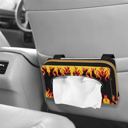 Flame Leather Tissue Holder Car Mask Holder Car Sun Visor Napkin Holder Luxury PU Leather Easy to Install Clean - color: Flame