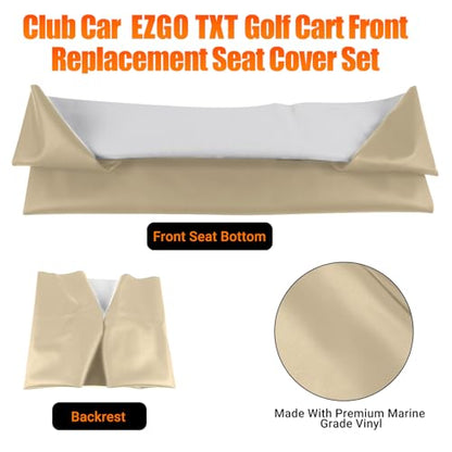 Golf Cart Front Seat Covers Staple On Replacement for EZGO TXT 1995-2013 Golf Cart Beige Micro Fiber Leather Seat Cover - color: Beige, size: EZGO TXT 1995-2013