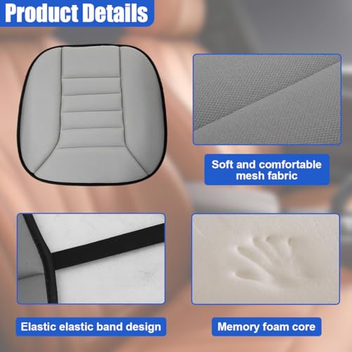 Car Seat Cushion Pad, Memory Foam Automotive Butt Cushion with Non-Slip Silicone Bottom, Breathable Driver Seat Protector for Vehicle, Home and Office Chairs (Grey) - color: Grey