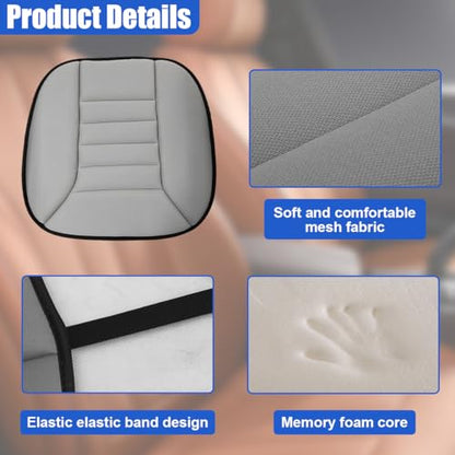 Car Seat Cushion Pad, Memory Foam Automotive Butt Cushion with Non-Slip Silicone Bottom, Breathable Driver Seat Protector for Vehicle, Home and Office Chairs (Grey) - color: Grey