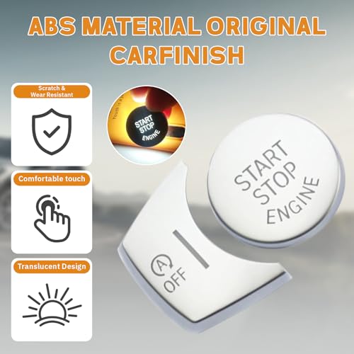 Silver Start Stop Button Cover Compatible with BMW X3 F25 2011-2016,X4 F26 2014-2016,X5 F15 2014-2018,X6 F16 2015-2018,Engine Switch Button Trim Cover Compatible with BMW Accessories - color: Silver Start Cover(For X5 X6)