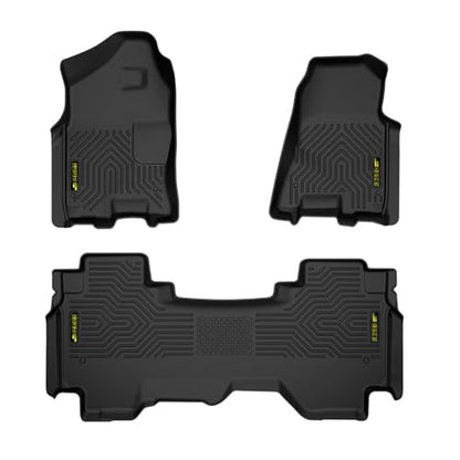 PIT66 Floor Mats Cargo Liners Compatible with 2019-2024 Dodge Ram 1500 Crew Cab New Body (NOT FIT Classic Models) Without Storage, (Heavy Duty) TPE 3-Piece Premium,Black Interior Accessories - size: Fit Dodge Ram 1500 Crew Cab New Body 2019-24 |3PCS