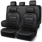 CAR PASS Memory Foam Seat Covers Full Sets, Airy Cool Mesh Thick Car Seat Covers, Leather Car Seat Covers 5 Seats Airbag Compatible, Universal Automotive Comfort for Most Cars, Trucks, SUV, Black - color: black all