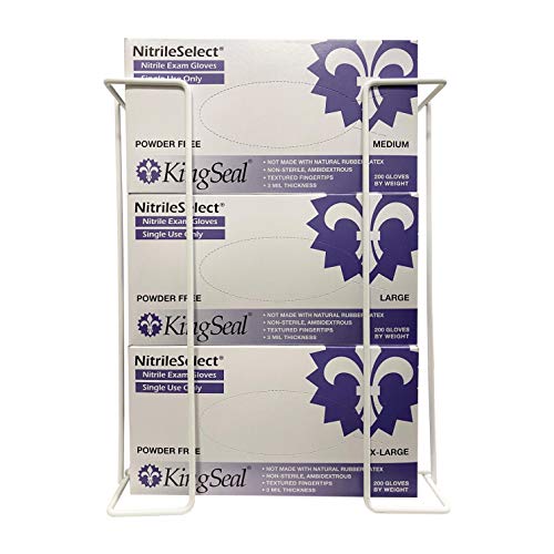 1 Each | Disposable Glove or Tissue Box Holder, Wire Rack, Wall Mounted Universal Box Holders, for Larger Sized Single Boxes, White - 1 Glove Box Holder