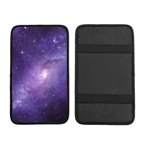 Galaxy Auto Center Console Armrest Cover Pad, Universal Fit Waterproof Comfort Car Armrest Cushion for Most Vehicle SUV Truck - color: Purple Galaxy
