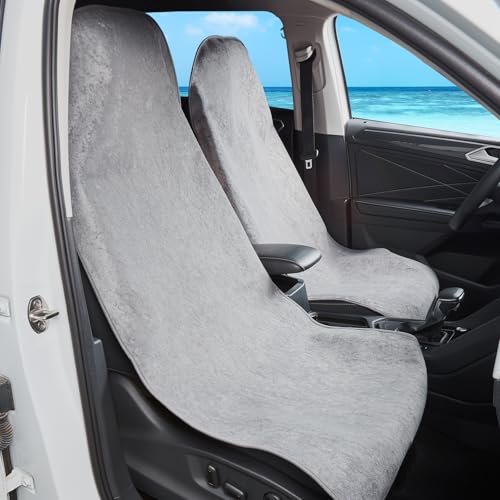 Waterproof 2 Pack Car Seat Cover Universal Fits Car Sweat Towel for Trucks SUV Van Car Seat Protector Light Grey Sweat Proof Protector Cloth Seats - color: Light Grey, size: 2Pcs Front Seat