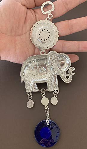 Turkish Blue Evil Eye Lucky Elephant Amulet – Hanging Ornament for Home Office Car Decor -CL16