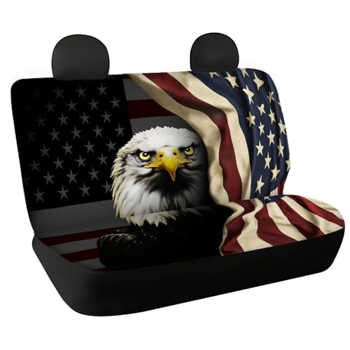 AFPANQZ 3D Eagle Flag Print Car Back Seat Covers Protector Rear Car Seat Cushion Dust and Scratch Proof Washable Auto Bench Protective Universal Fits Car, Truck, SUV, Van - color: 3D Eagle Flag Print