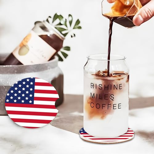 COYEUX Absorbent Car Cup Holder Coaster 2 Pack, Funny Car Accessories Interior, 2.56" Cute Car Coasters with a Finger Notch for Women & Men American Flag