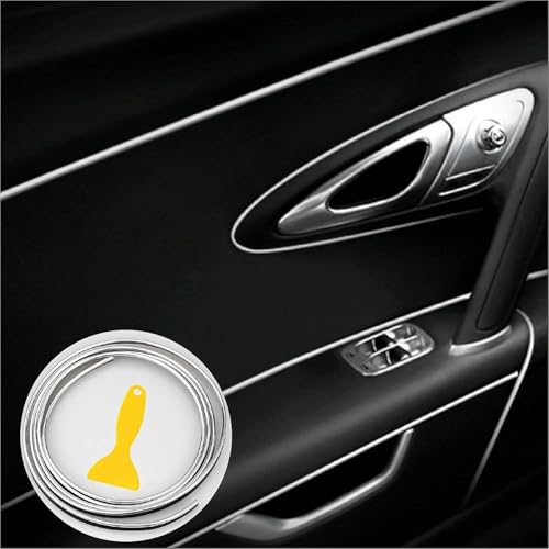 Car Interior Decorative Molding Door Panel Dashboard Gap Trim Strip 10ft (Chrome Silver) - color: Chrome Silver
