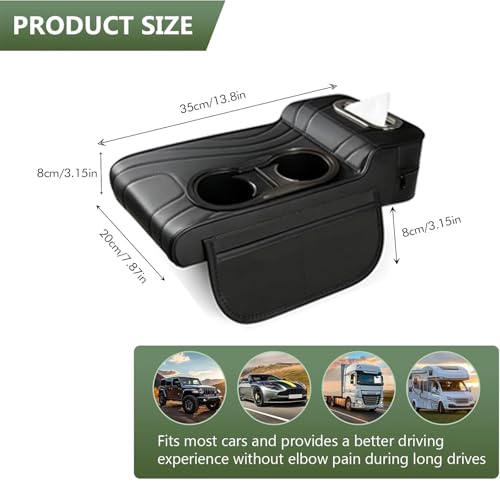Upgrade Multifunctional Car Armrest Cushion,Center Console Cover with 2 Cup Holder,Arm Rest Cover for Car,Car Armrest Storage Box, Car Accessories Center Console Organizers for Most Cars - style: Style B